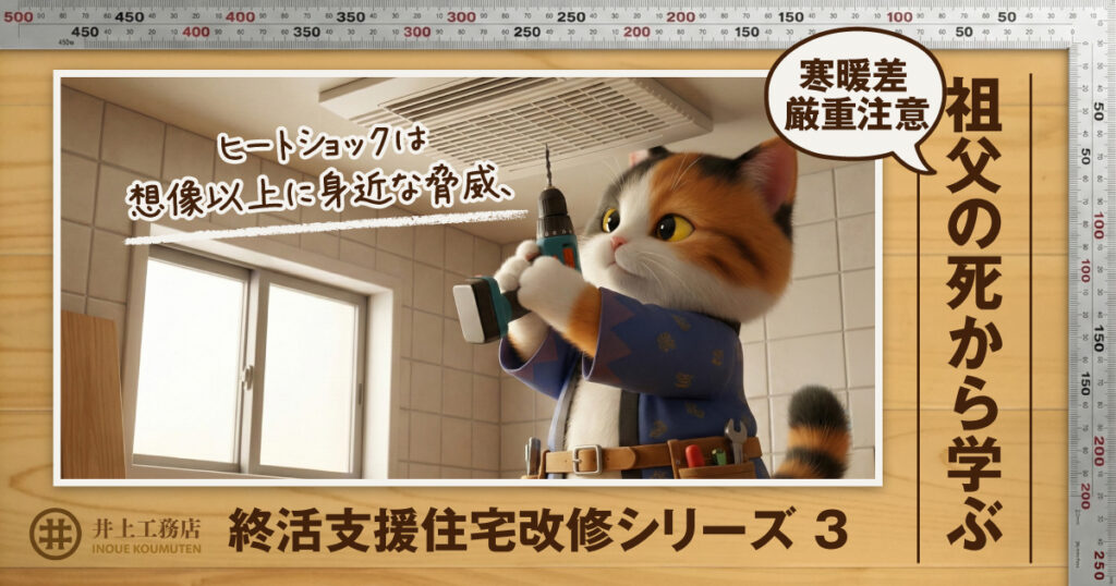 想像以上に身近な脅威 ！ヒートショック対策。浴室・脱衣所の断熱リフォームも、井上工務店へ。