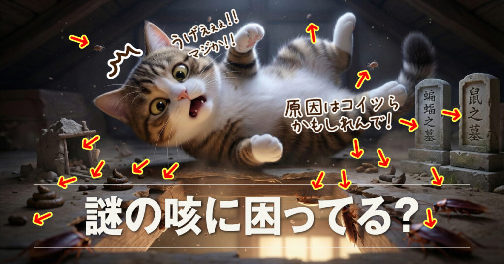 天井裏の害獣被害とダニによるアレルギー原因のイメージ｜城陽市の井上工務店